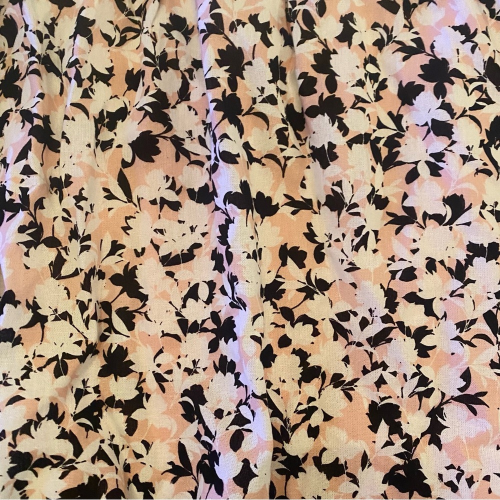 BCBGMaxAzria Linen Blend Pink Black Floral Crisscross Halter Dress - Picture 4 of 12